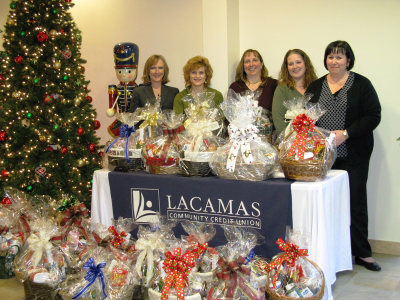 Lacamas Community Credit Union recently donated 35 holiday dinner baskets to its members as part of its Community Partnership program.