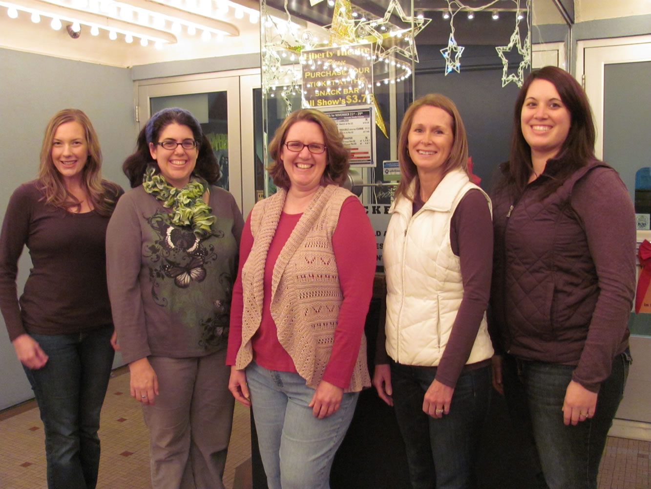 The Camas Movie Club includes Stacey Kim, Laurinda Reddig, Carissa Reid, Debra Thomas and Kristin Hakala (from left to right). Reid started the club as a Facebook page, because she loves movies and she wants to help promote the Liberty Theatre, in downtown Camas.