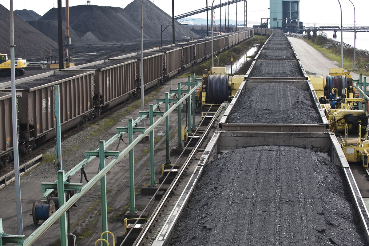 Trains deliver coal from mines in the Powder River Basin and Canada to an unloading facility at a coal terminal at Roberts Bank, B.C., just north of the U.S. border. Six terminals are proposed in Oregon and Washington for coal shipments to Asia.