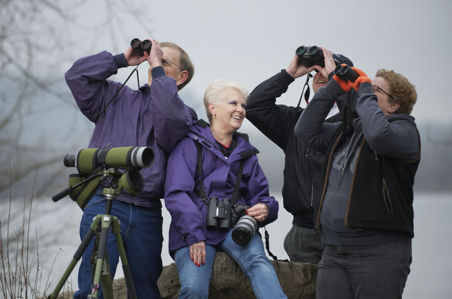 Birders, from left, Arden and Sherry Hagen and Eric and Tammy Bjorkman, all of Vancouver, spent 2012 trying to track down as many species of birds as possible in a challenge known as a &quot;big year.&quot; Both couples beat the previous state record of 359 birds.