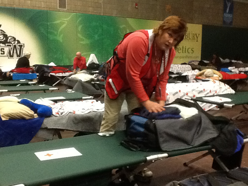 Randy Anderson
Red Cross volunteer Wendy Parmeter and her communal sleeping quarters.