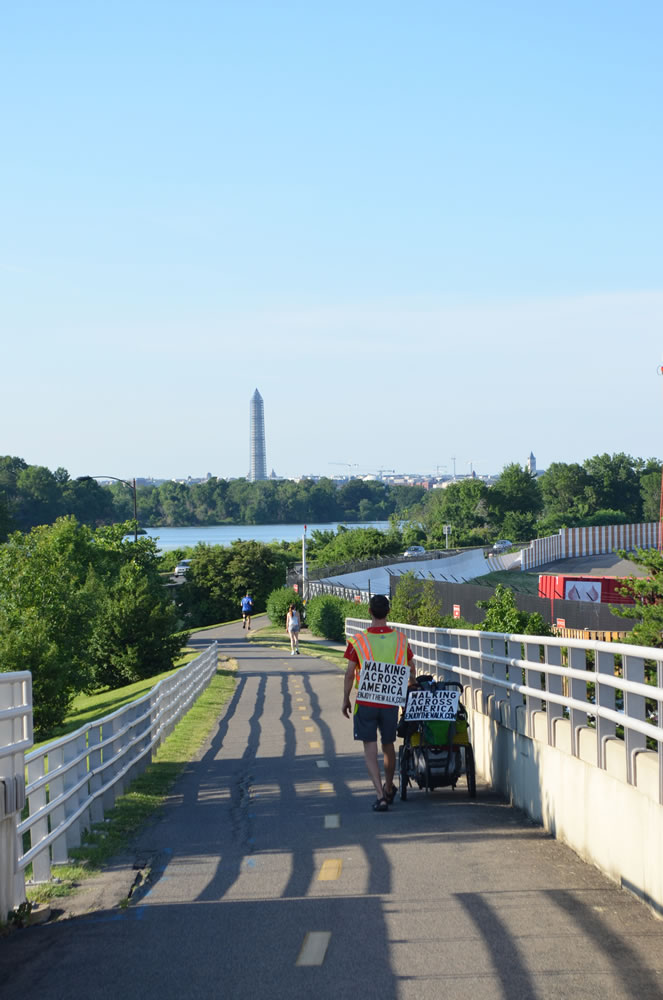 George Throop, 37, approaches Washington, D.C., the final destination on his nearly four-year walk across the country to inspire healthy living.