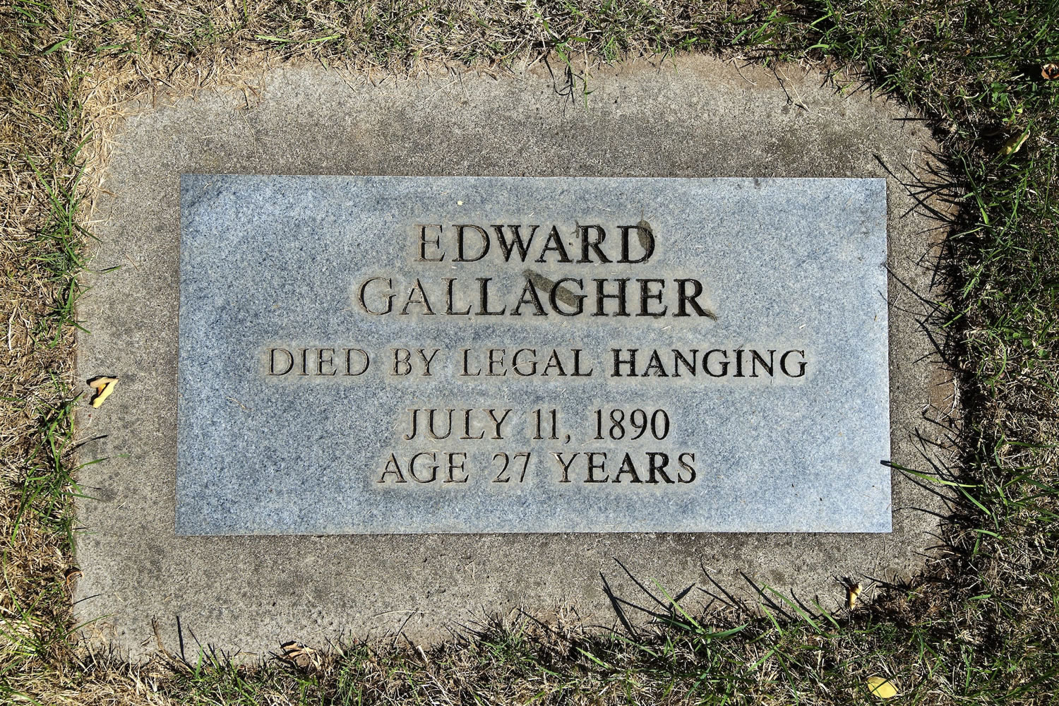 Edward Gallagher, the only person to be legally hanged in Clark County, is buried in the potter's field section of the Old City Cemetery in Vancouver.