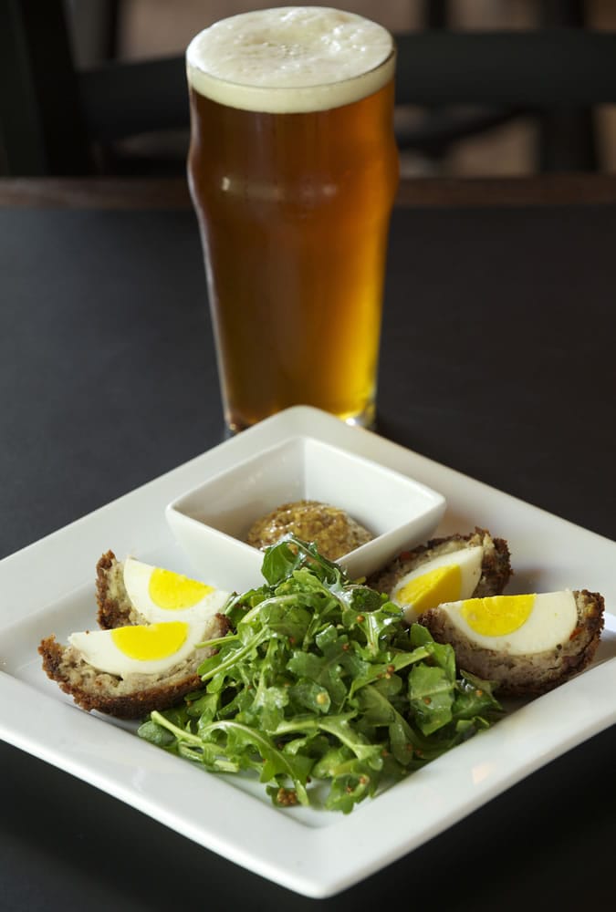 Fran's Famous Scotch Egg and beer at Mill City Brew Werks in Camas.