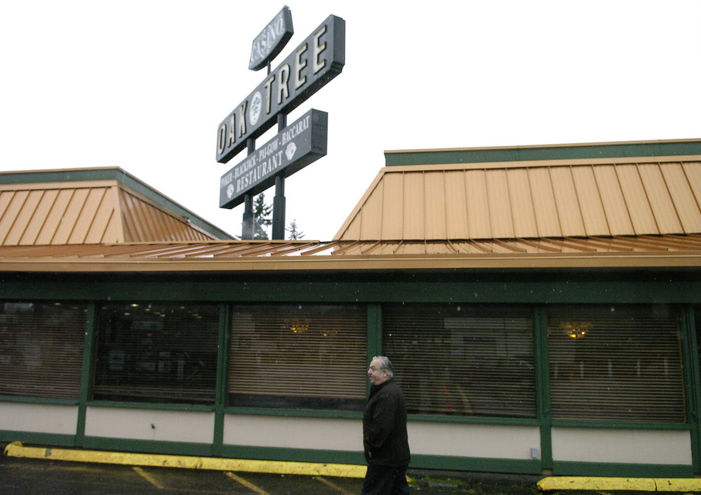 Woodland City Councilor John J. Burke surveys the Oak Tree Casino Restaurant, which closed at the end of December.