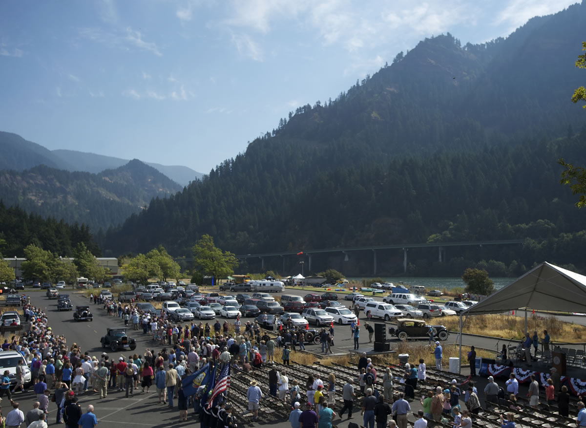 Hundreds of visitors gathered Saturday to celebrate the 75th anniversary of the edication of Bonneville Dam on the Columbia River.