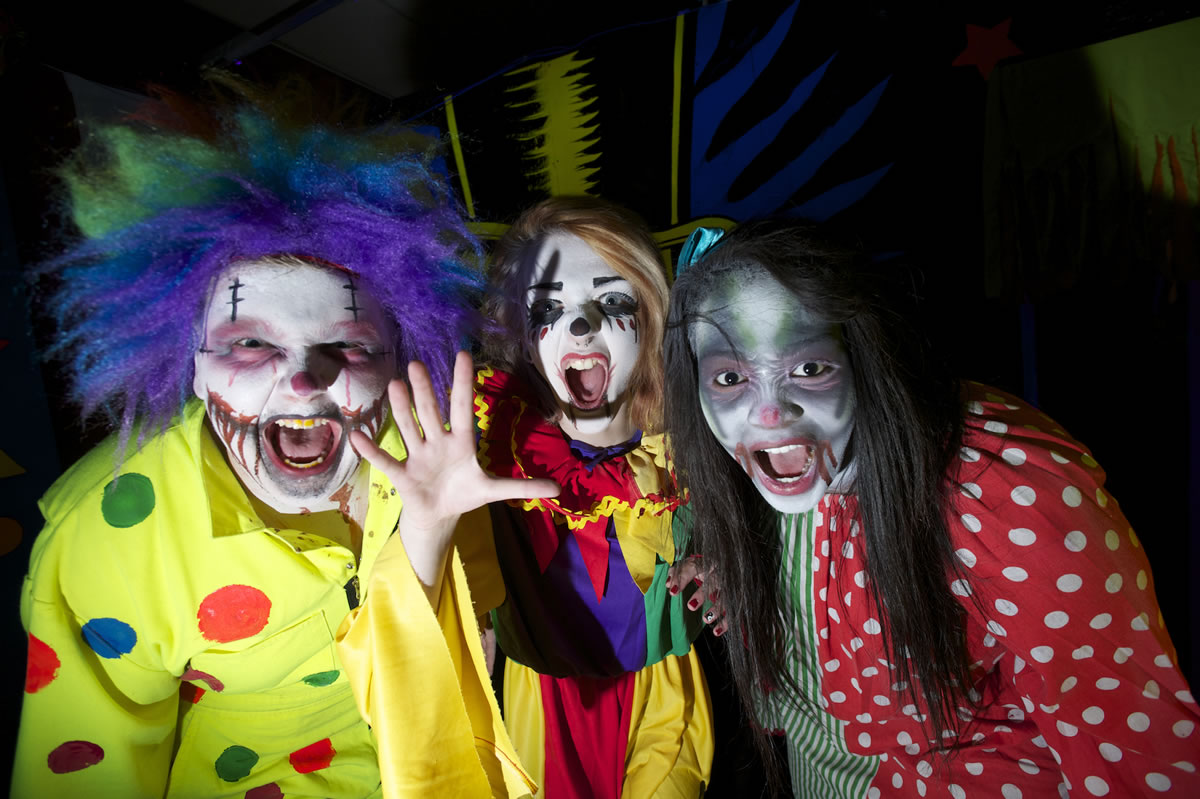 Creepy characters urge haunted house fans to &quot;Confront Your Fears&quot; at Vancouver Plaza.