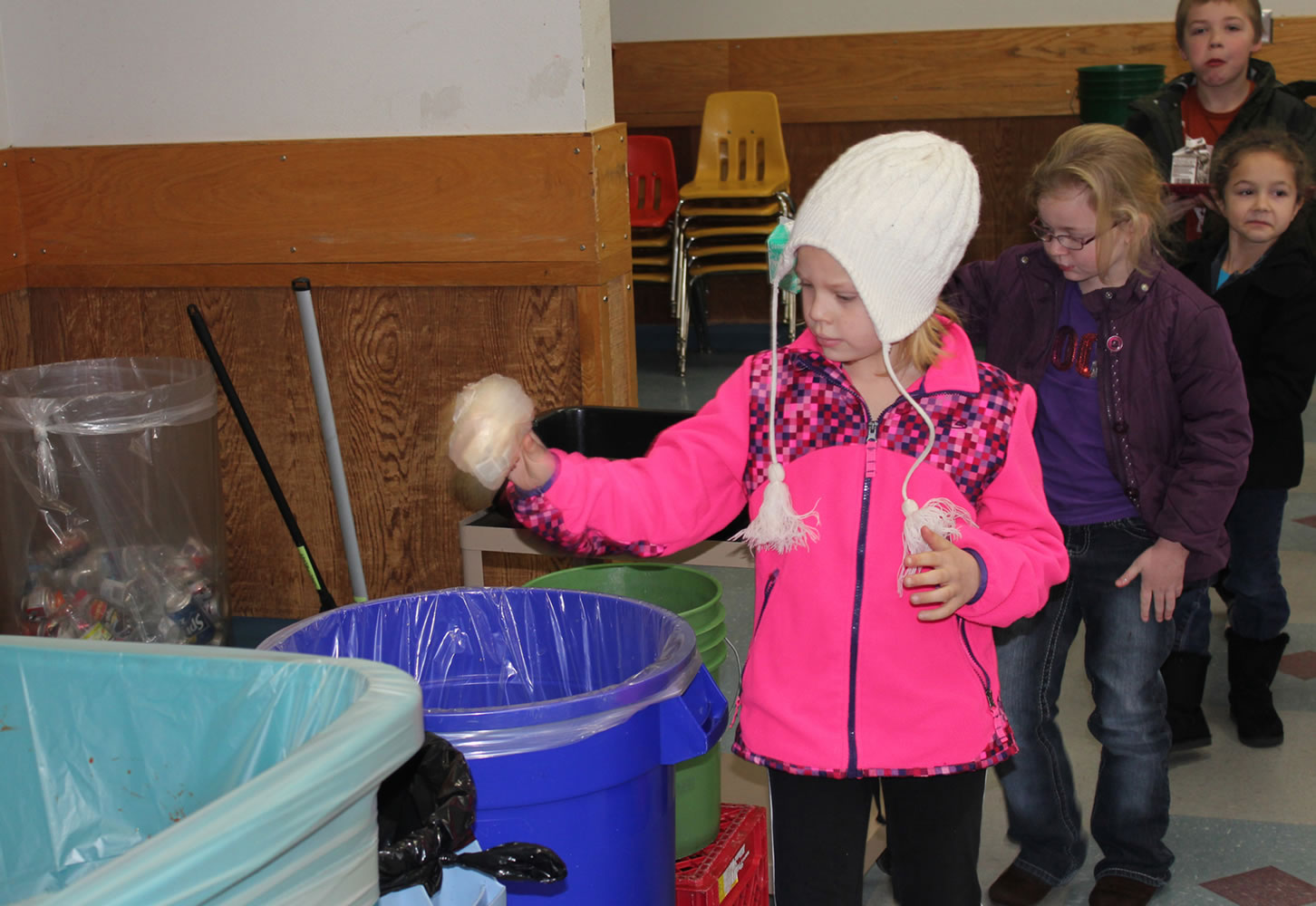 Battle Ground: Students at the Maple Grove K-8 School recycle items in the cafeteria.