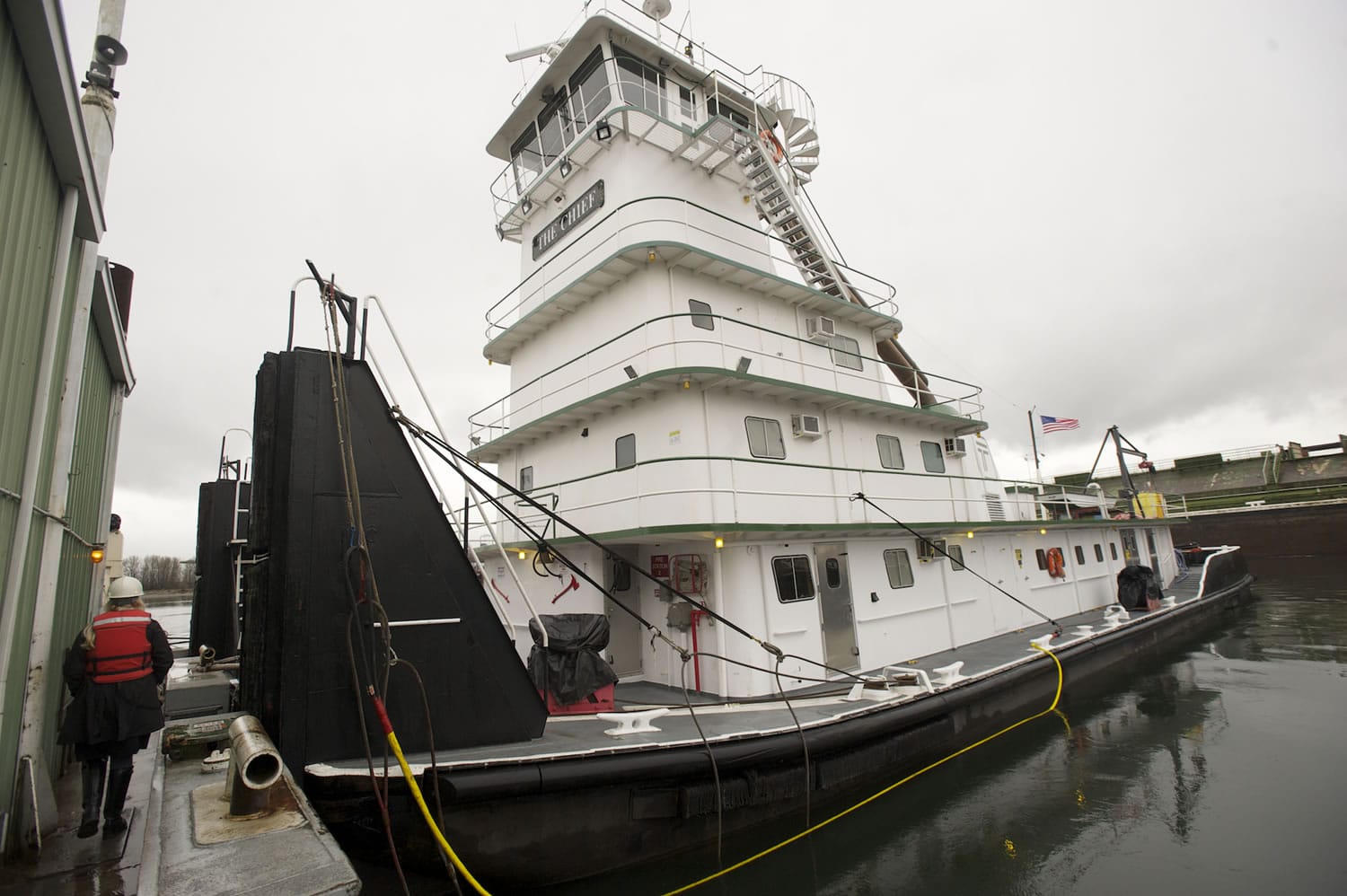 Tidewater Barge Lines, the largest inland marine transportation company west of the Mississippi River, has a fleet of 16 tugboats, including Chief, above, and 172 barges.