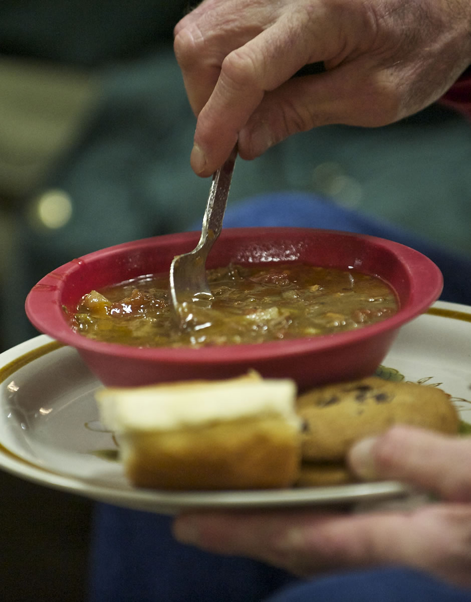 Sunday's night's stew was made by a couple who once were homeless and want to give back.