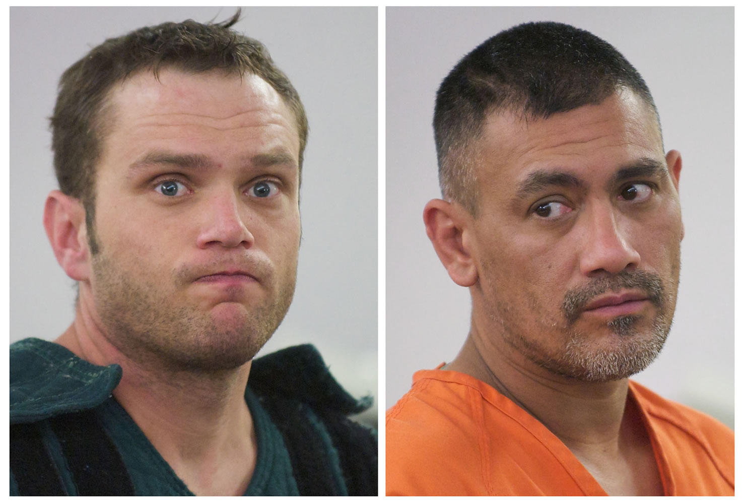 Darrell Christopher Fry, 33, left, and Kirk Michael Hernandez Sr., 42, accused of first-degree murder and first-degree burglary charges in connection with the Oct.