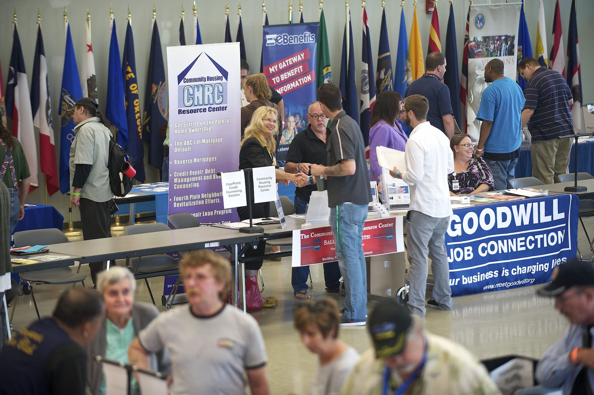 Representatives from more than 30 agencies and organizations were on hand to discuss their services for veterans during Wednesday's stand-down at the Armed Forces Reserve Center in Orchards.