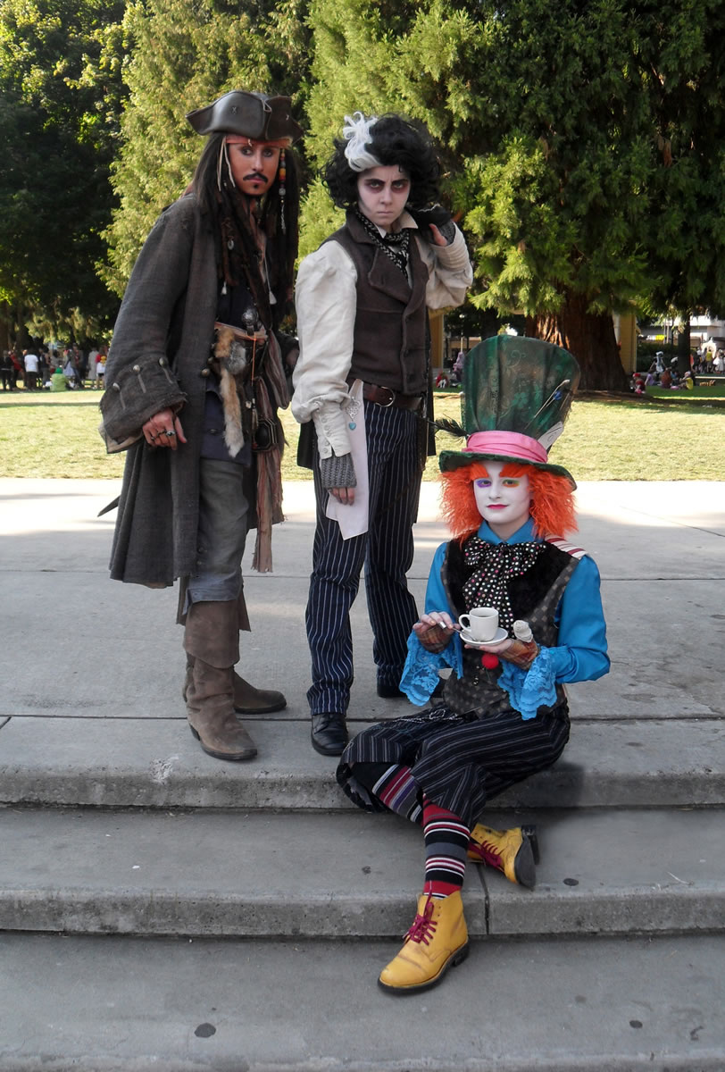 Cosplay enthusiasts(from left) Tommy Skarbek, Shannon Burckhard and Sienna Stuck enjoy dressing up as various characters played by actor Johnny Depp.