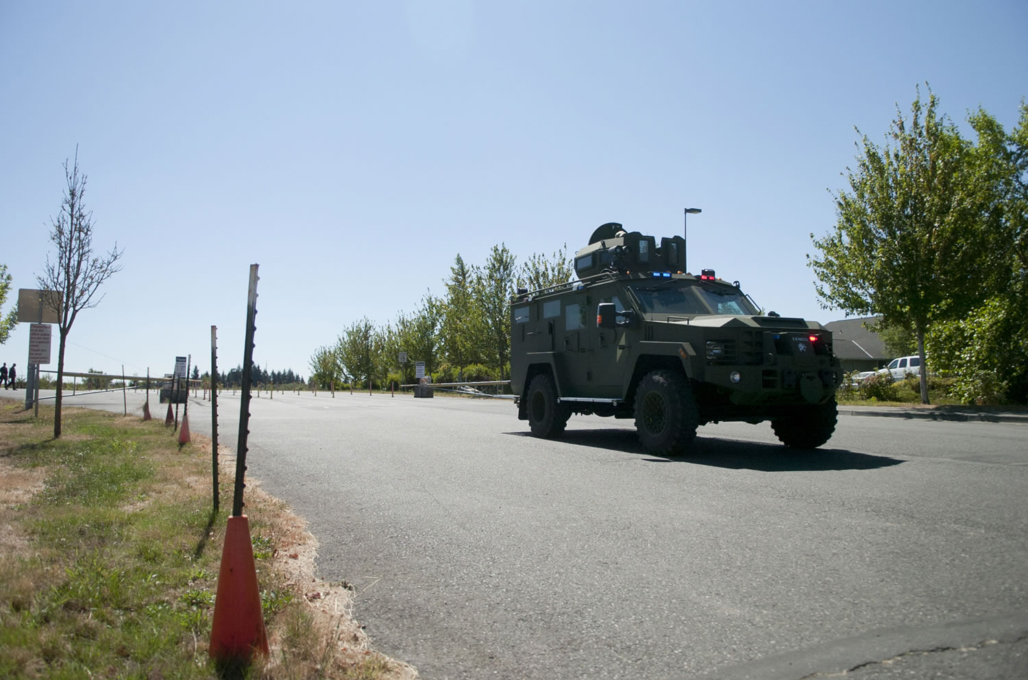 Police on Thursday test drove a new armored vehicle near the Clark County fairgrounds.