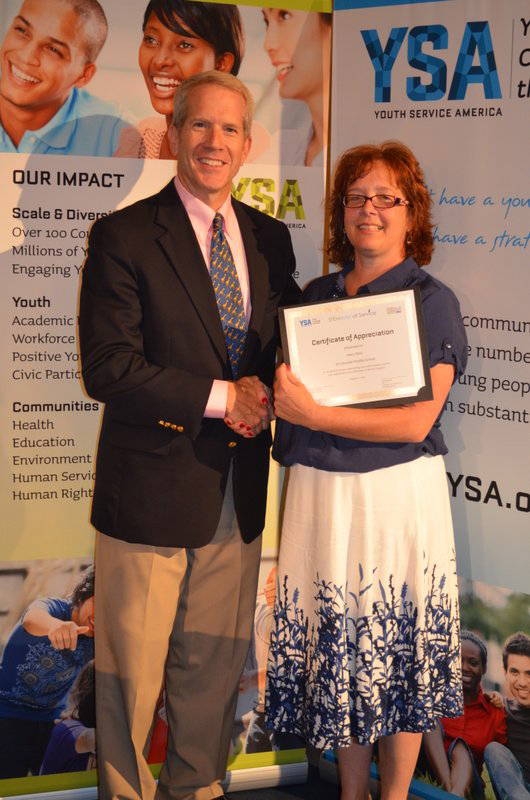 Evergreen: Teacher Mary Stell of Cascade Middle School led her students in local service, and was recognized by Steve A.