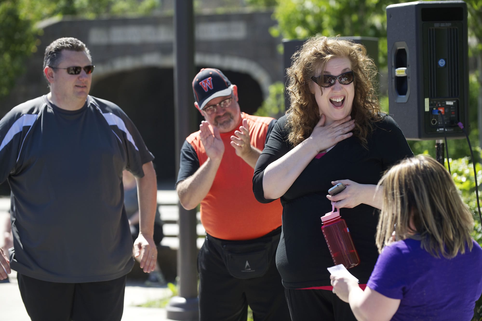 Camas resident Laina Harris receives prizes Saturday for losing the most weight -- 93 pounds -- in the yearlong &quot;Camas and Washougal on a Diet&quot; competition.
