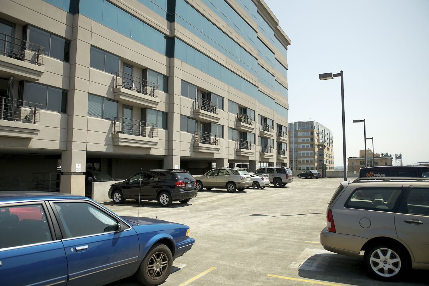 The Riverview Tower Garage on Tuesday sports mostly vacant parking spots leased by the city.