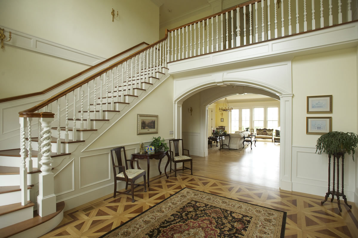 A grand staircase is one of the central features of a luxury home located at 1728 S.E. Lieser Point Road that's part of a free tour of high -end homes this Sunday. The self-guided tour of high end houses includes houses from Washougal to Woodland.