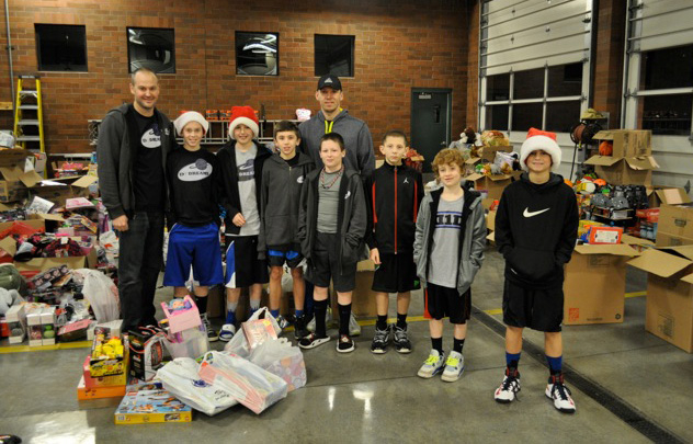 Camas: The boys of D1 Basketball Dreams donated toys to the fire station for distribution to the needy.