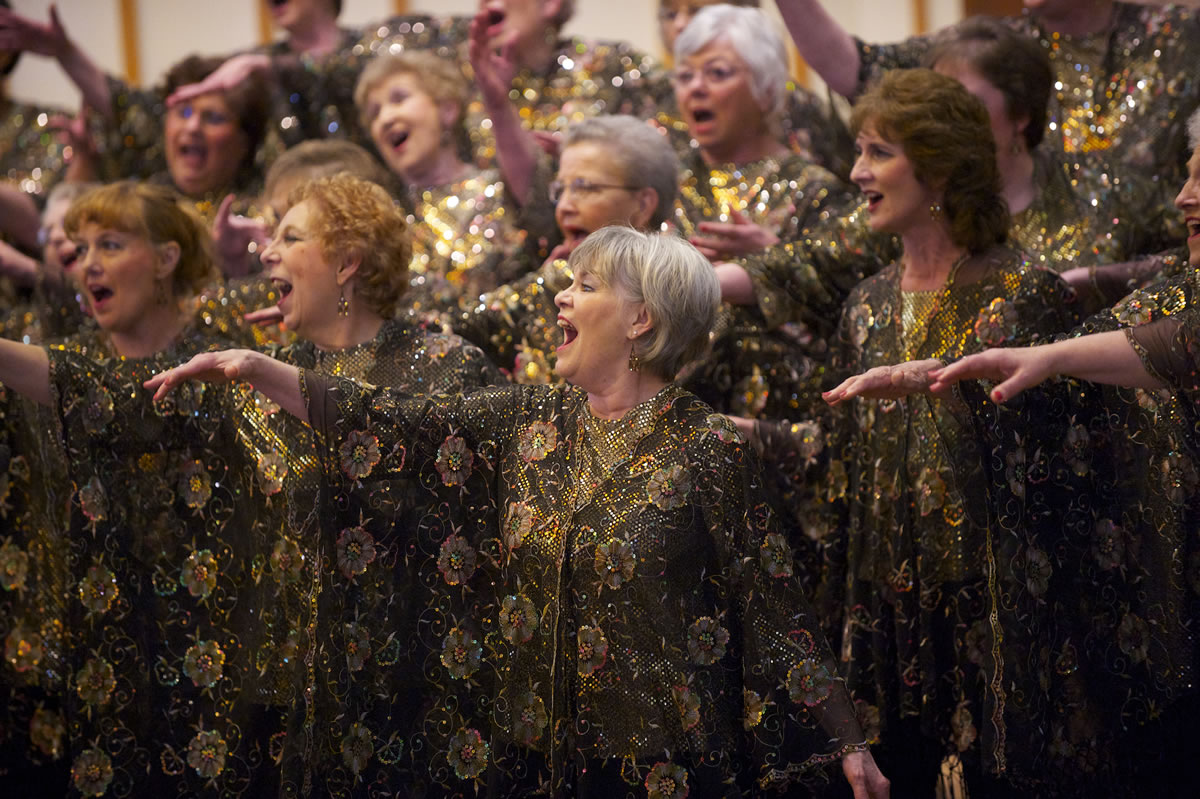 The Columbia River Chorus wows the crowd during a 50th-anniversary concert at the First Congregational Church on Sunday.