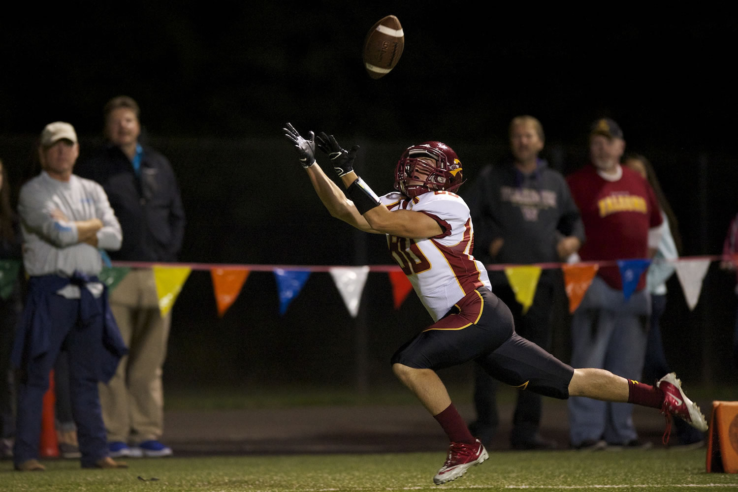 Taylor Martin of Prairie High School catches a touchdown pass against Skyview at Kiggins Bowl on Friday.