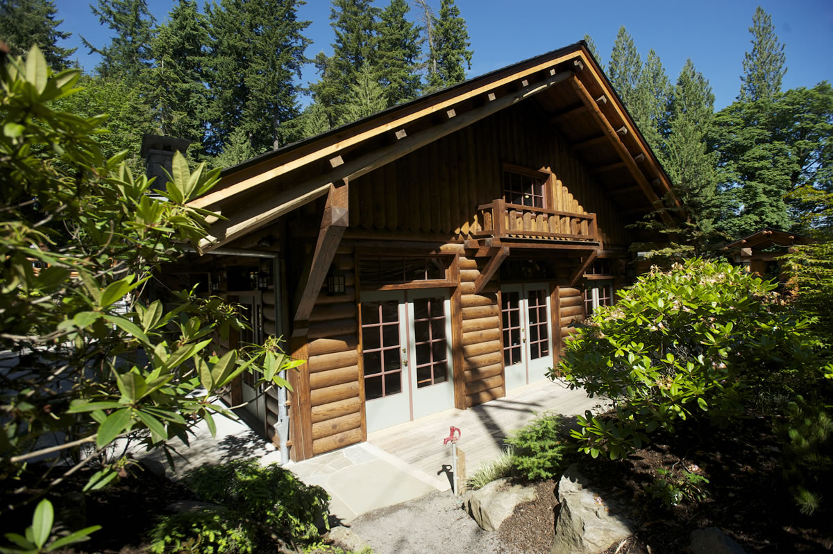 The Summit Grove Lodge is nestled among trees and landscaping along Timmen Road in Ridgefield, just south of La Center.