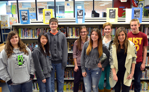 Ridgefield: Eighth-graders from View Ridge Middle School who were state finalists in the annual &quot;Letters about Literature&quot; competition include: Madison Ednie, from left, Annie Hoch-South, Andrew Goaring, Autumn Bochart, Isabel Mocca, Lauren Rath, Korah Olson and Brandon Lehto.