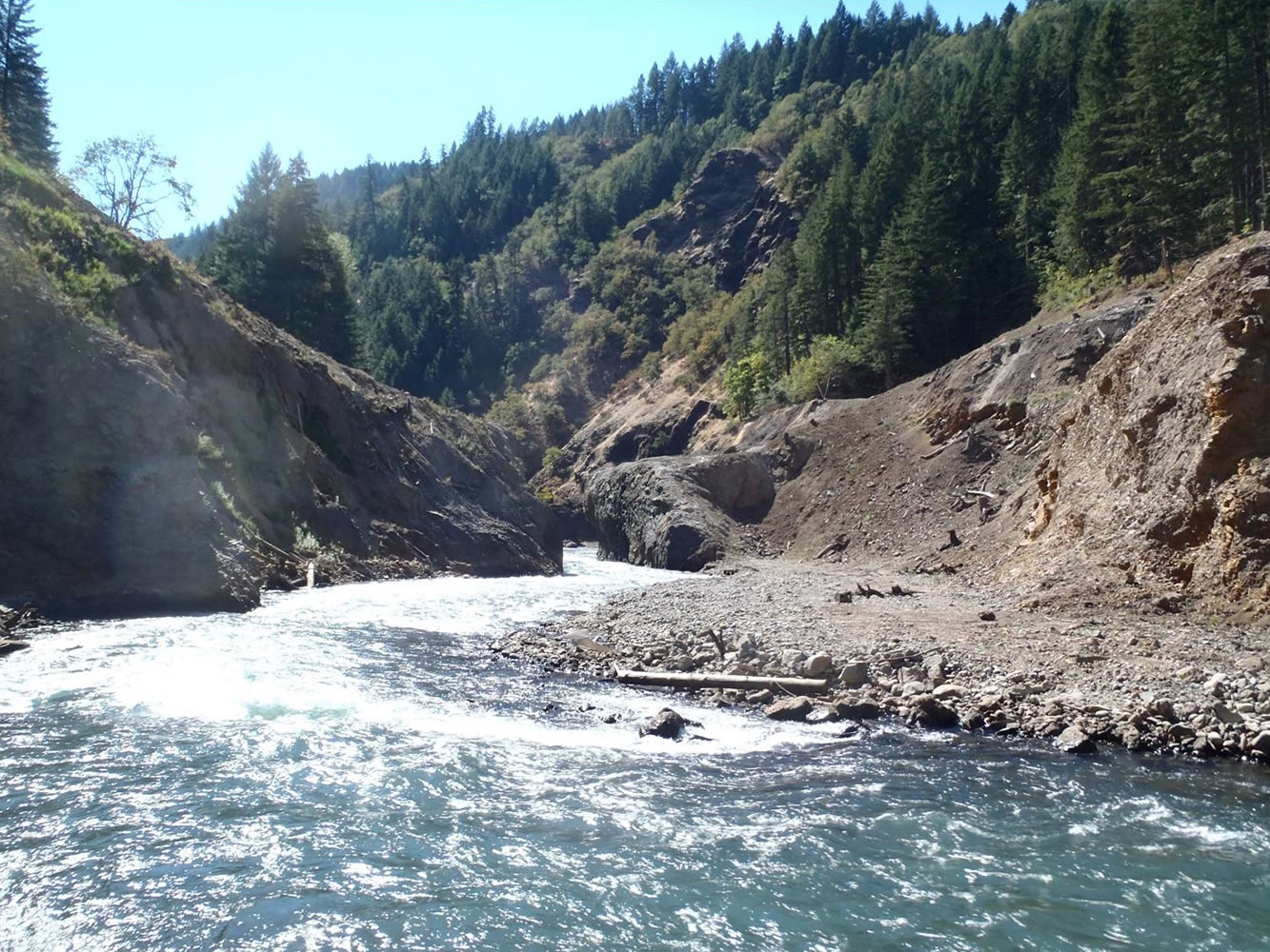 The former location of Condit Dam on the White Salmon River, shown earlier this year.