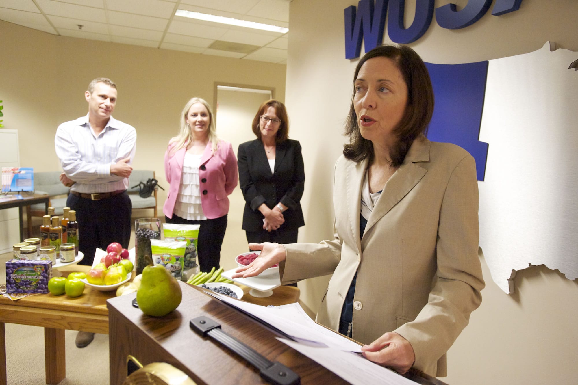 U.S. Sen. Maria Cantwell talks Friday at the Western United States Agricultural Trade Association in Vancouver about the potential impact of the farm bill's expiration.