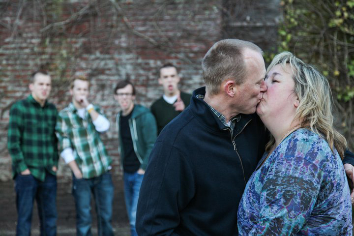 Provided photo 
 Steve and Susan Oberst of Battle Ground share a kiss in this family photo taken in the spring of 2011. Steve Oberst was diagnosed with prostate cancer in February. The couple has four sons, in background, from left, Taryn, Connar, Skyler and Nolan.