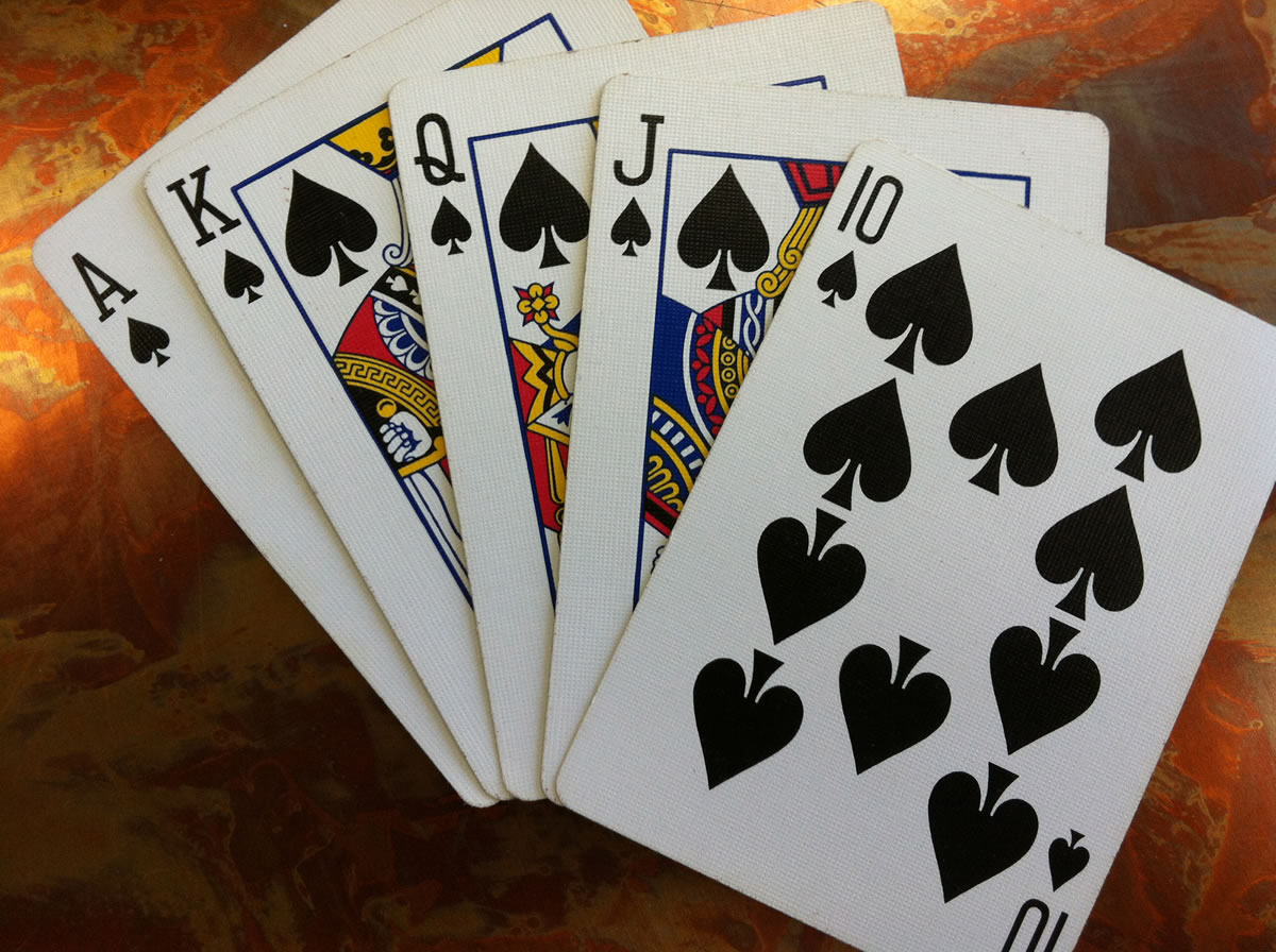 A royal flush, poker's best hand.