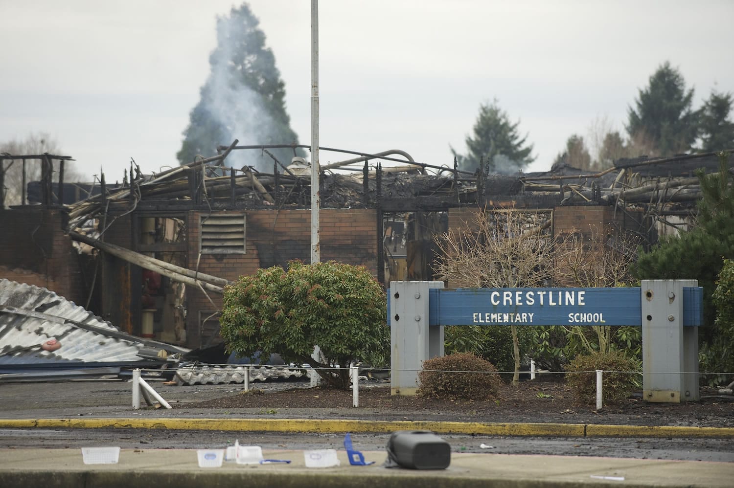 Fire investigators will try to examine the ruins of Crestline Elementary as soon as it is safe to do so.