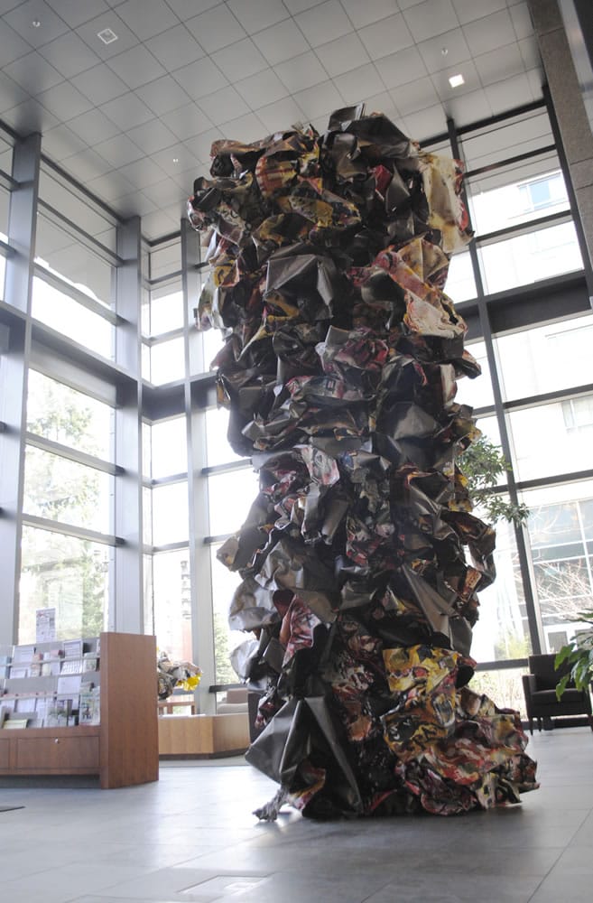 Esther Short: This tower of paper and paint is one of nine K.C. Madsen art pieces installed Jan.
