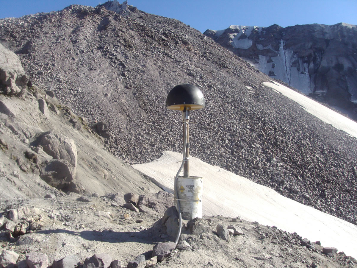 Researchers with the Vancouver-based Cascades Volcano Observatory use GPS devices to measure changes in Mount St. Helens' shape.