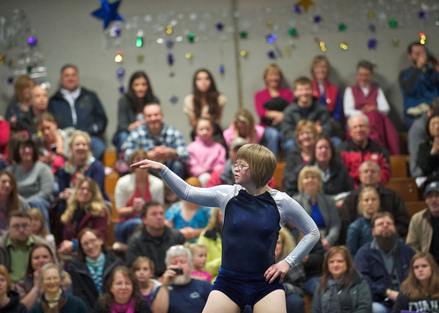 Hadley Park performs to &quot;Blue Moon&quot; during the floor exercise Sunday at Naydenov Gymnastics.