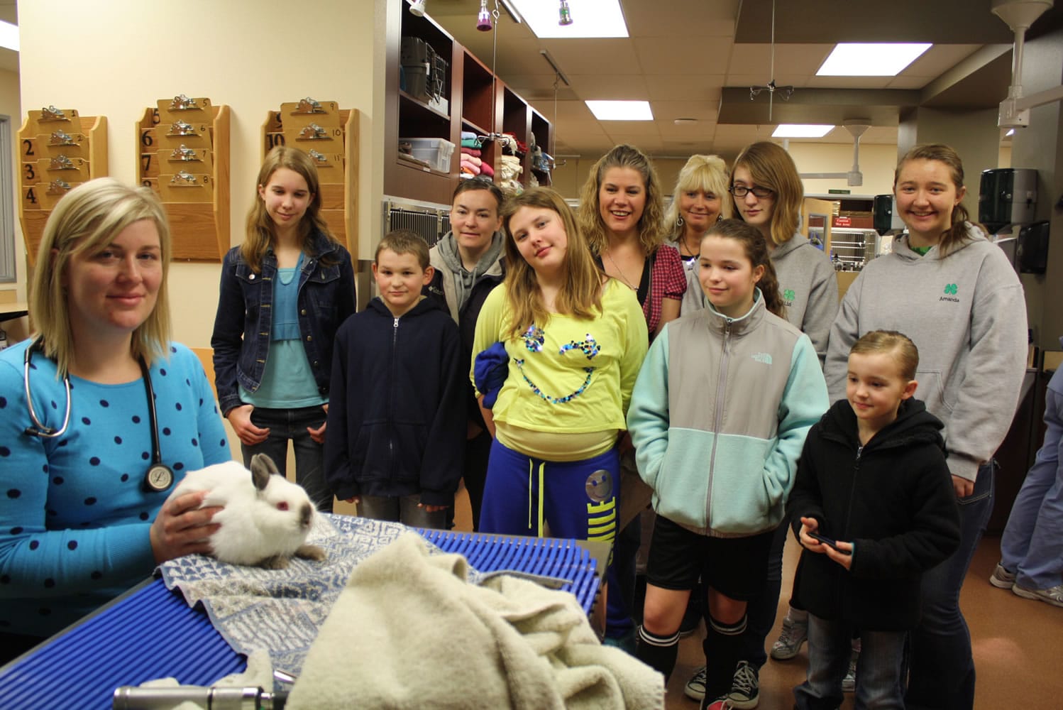 Fircrest: The Country Critters 4-H Rabbit Club learn all things lagomorph from veterinarian Alayson Phelps, left, during a March 2 tour of VCA East Mill Plain Animal Hospital.