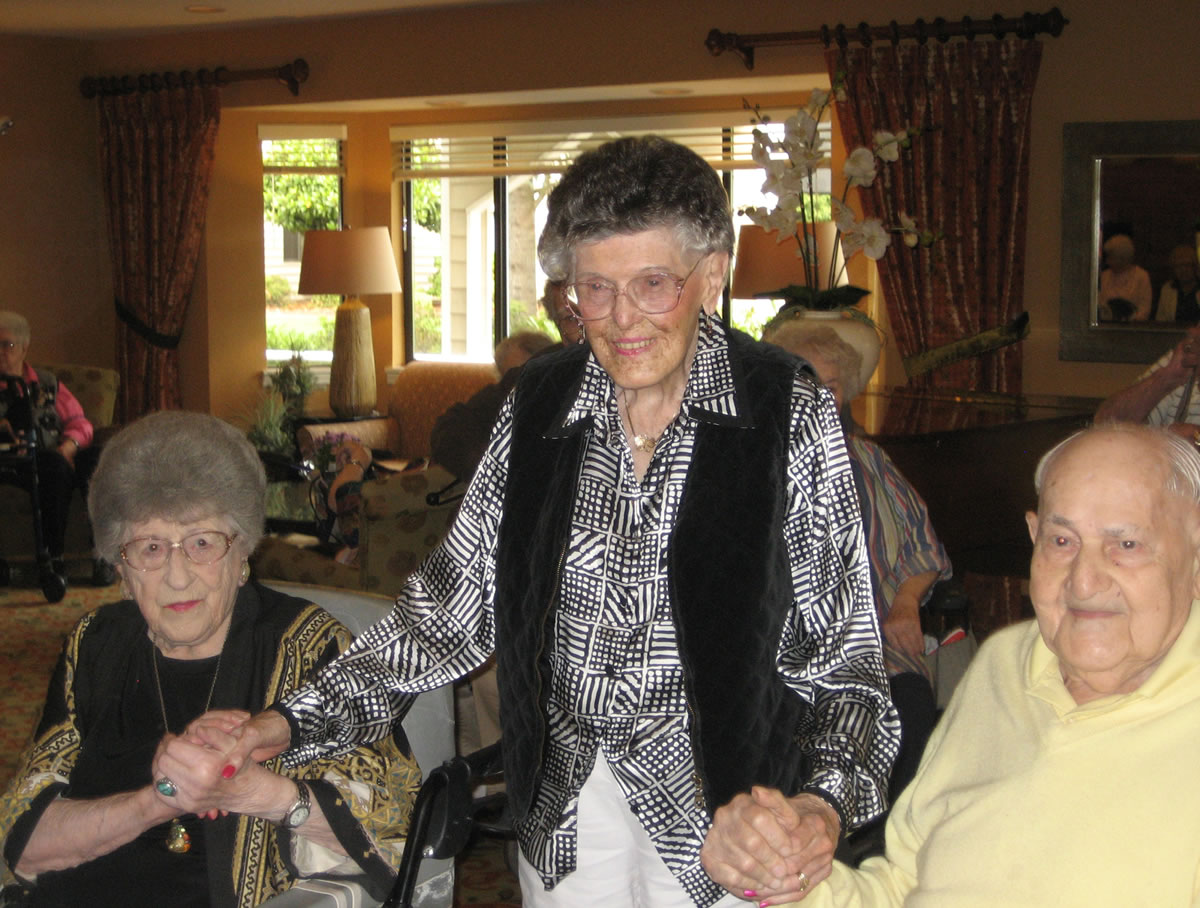 Van Mall: Helen Darden, left, celebrated her 105th birthday Sept. 24 with Cleda Abourezk, 101; and Sid Fink, 98, who all live at Van Mall Retirement and Assisted Living Community.