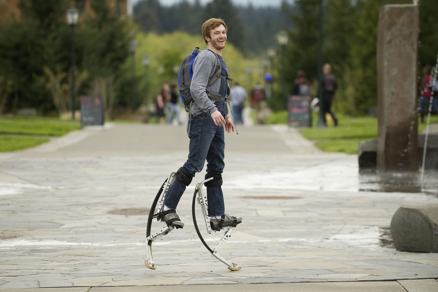 Tanner Roggenkamp has fun on his Powerisers between classes at Washington State University Vancouver. Although he was diagnosed with Type 1 diabetes and multiple learning disabilities, he is graduating from WSUV on Saturday.