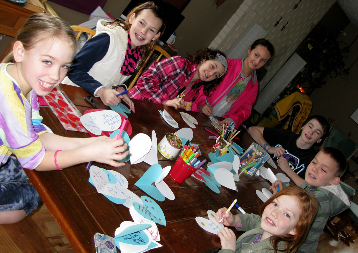 Hough: Members of the Junior Joy Team make Valentines for trash and recycling collectors.