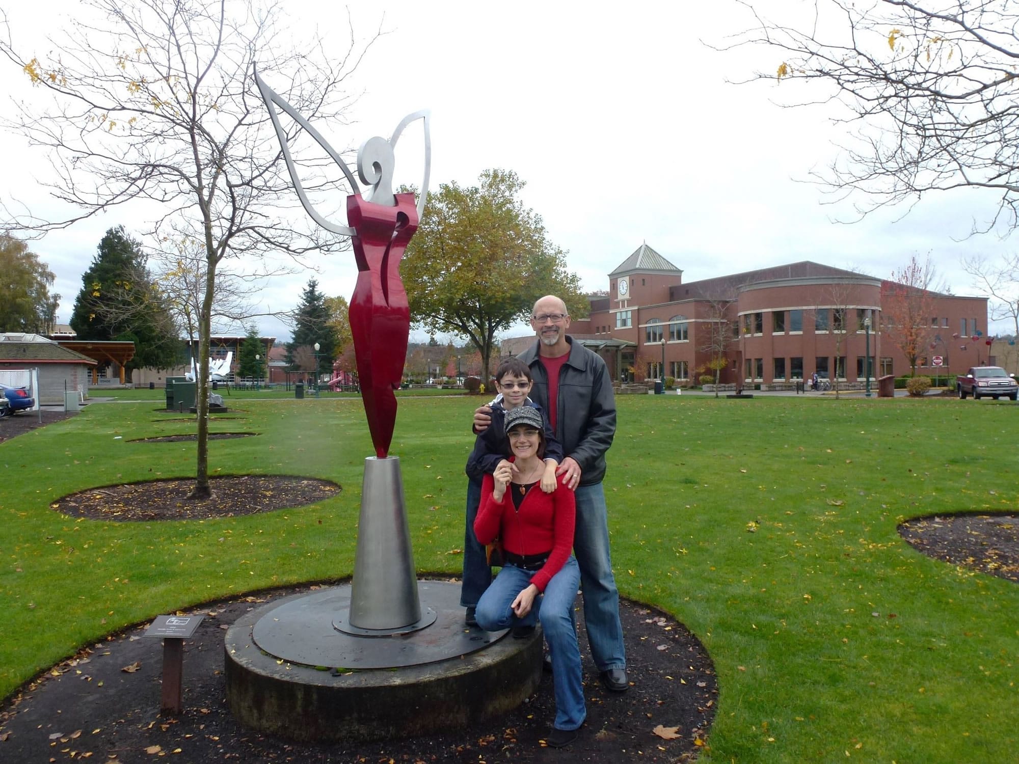Jennifer Corio and David Frei created the sculpture &quot;Rise,&quot; which won the People's Choice Award from Puyallup's Arts Downtown organization.