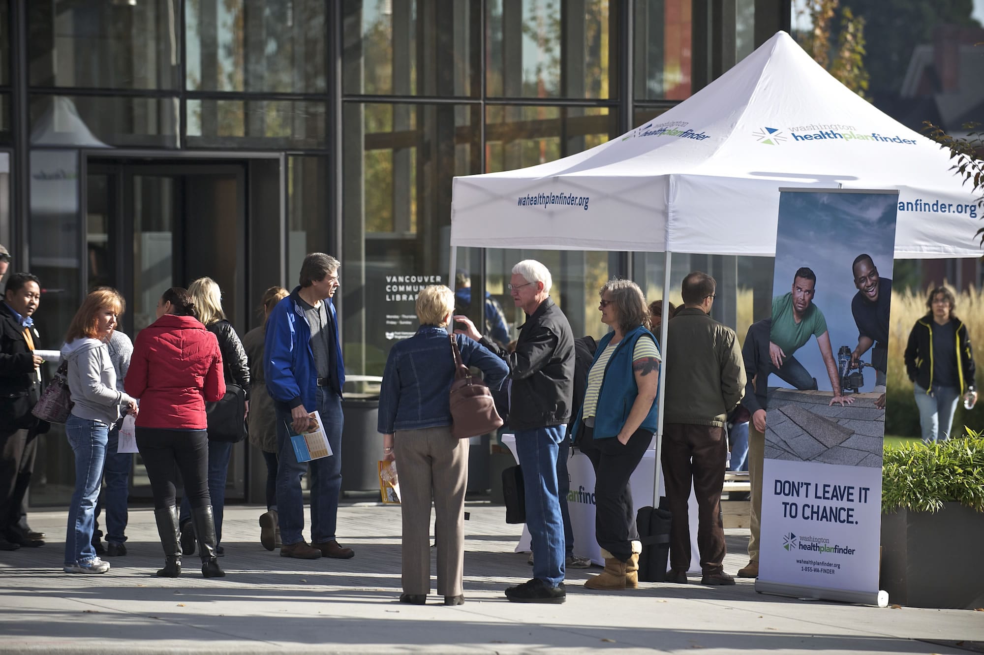 Nearly 100 Clark County residents signed up for more information and follow-up appointments during a Washington Healthplanfinder mobile tour stop at the Vancouver Community Library on Wednesday.