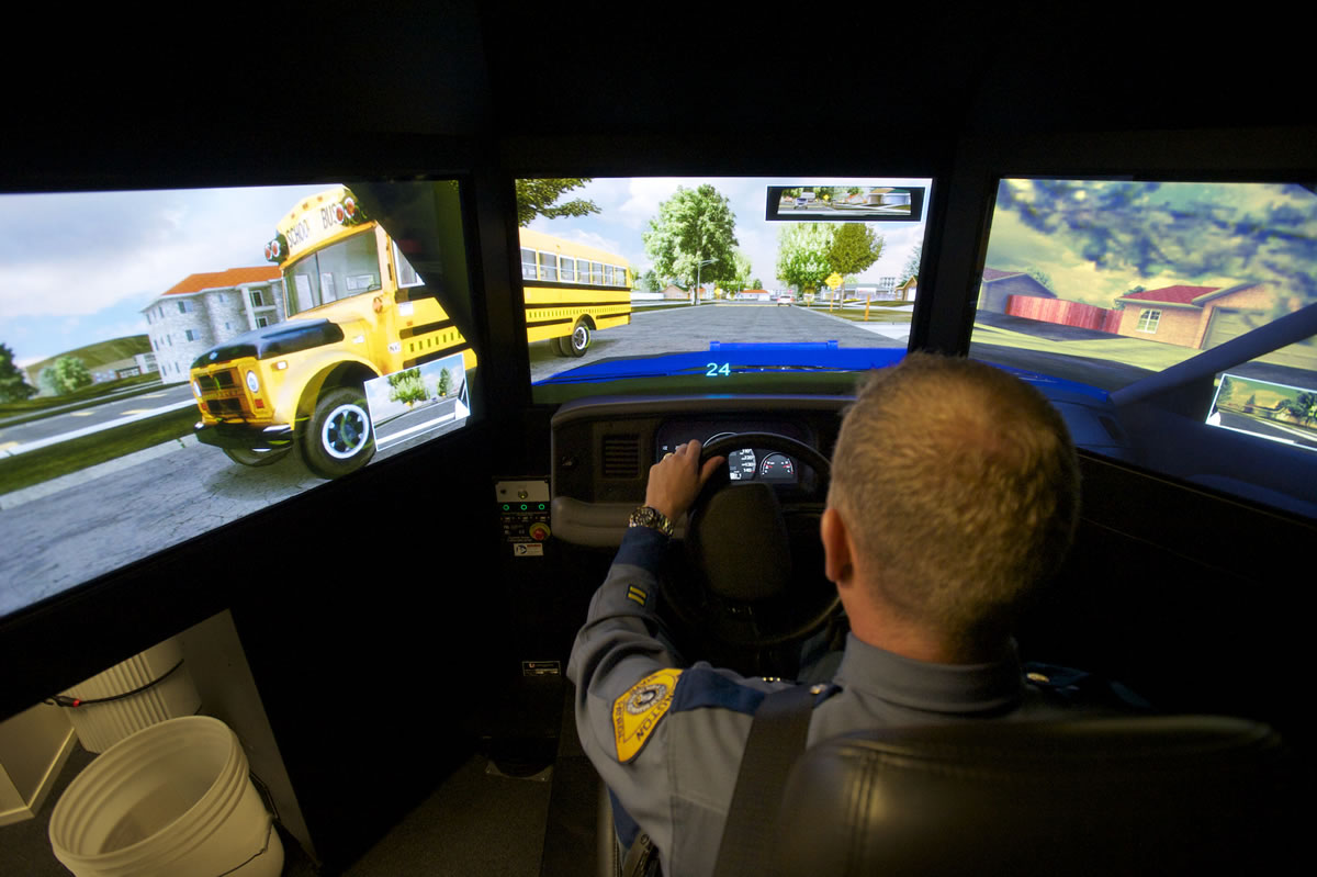 Washington State Patrol is in the midst of a monthlong driving simulation training at the agency's district office in Vancouver.