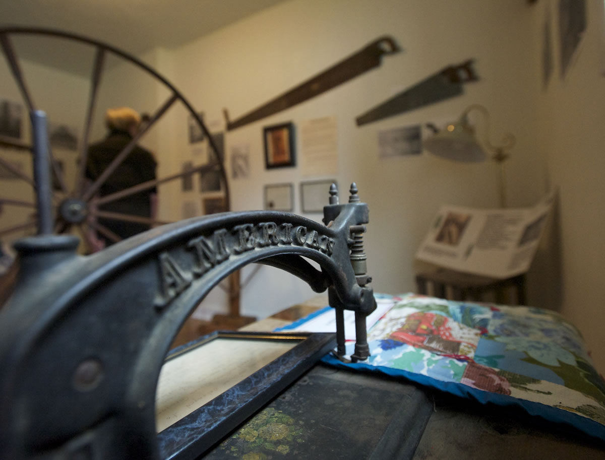A sewing machine that belonged to Elvira Gregory is among the displays in the La Center Historical Museum.