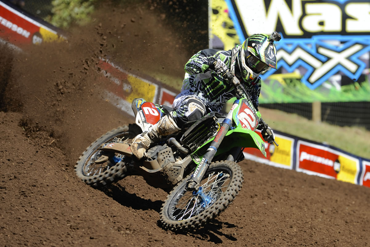 Ryan Villopoto races ahead of the field in the 450 class at the Lucas Oil Pro Motocross Championships in Washougal on Saturday.
