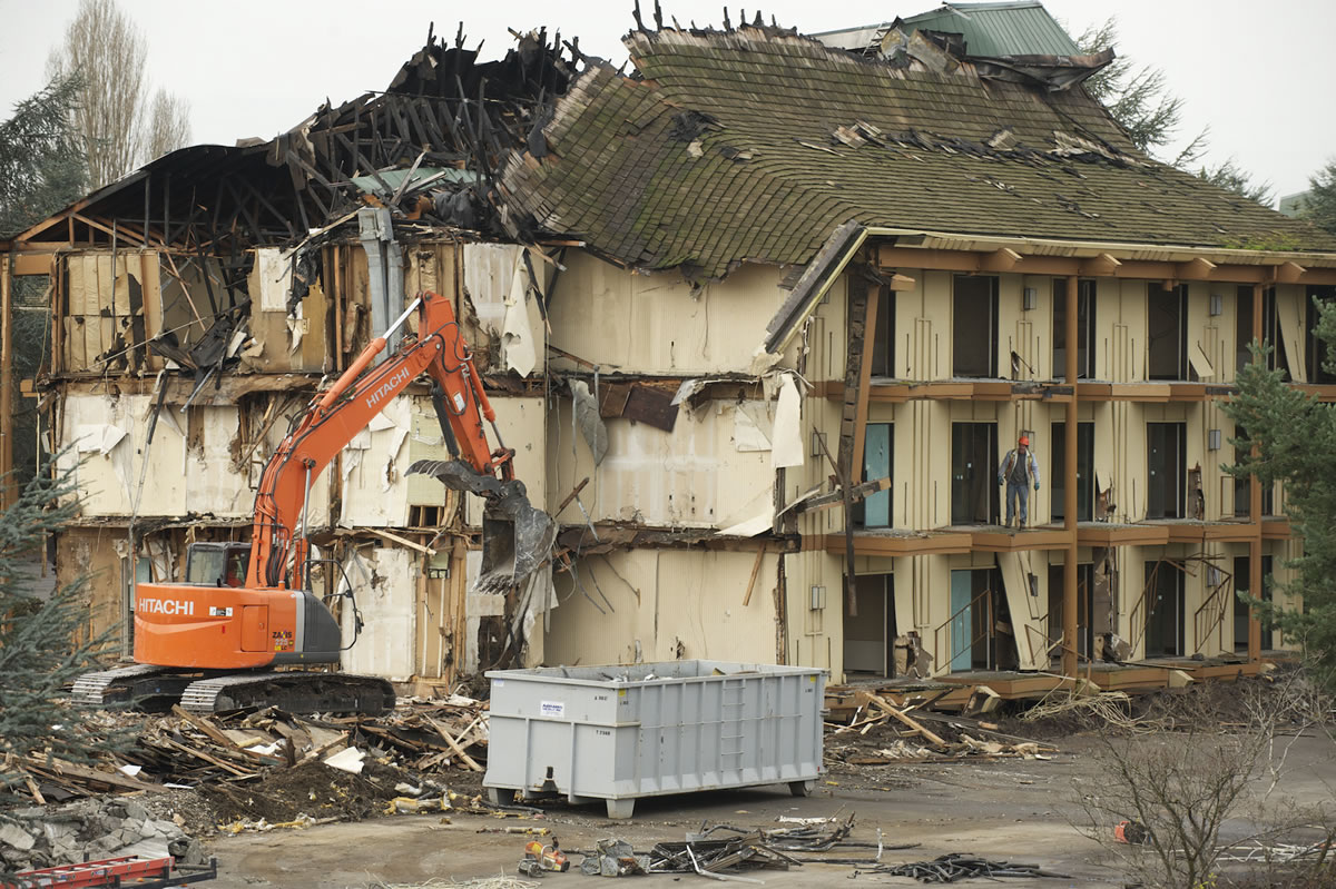 The cleanup of the Thunderbird Hotel site continues, Friday, December 28.