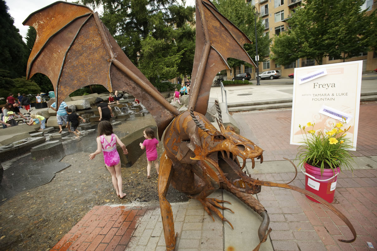 Freya the dragon won the People's Choice award in the large sculpture category at the Recycled Arts Festival at Esther Short Park last weekend.