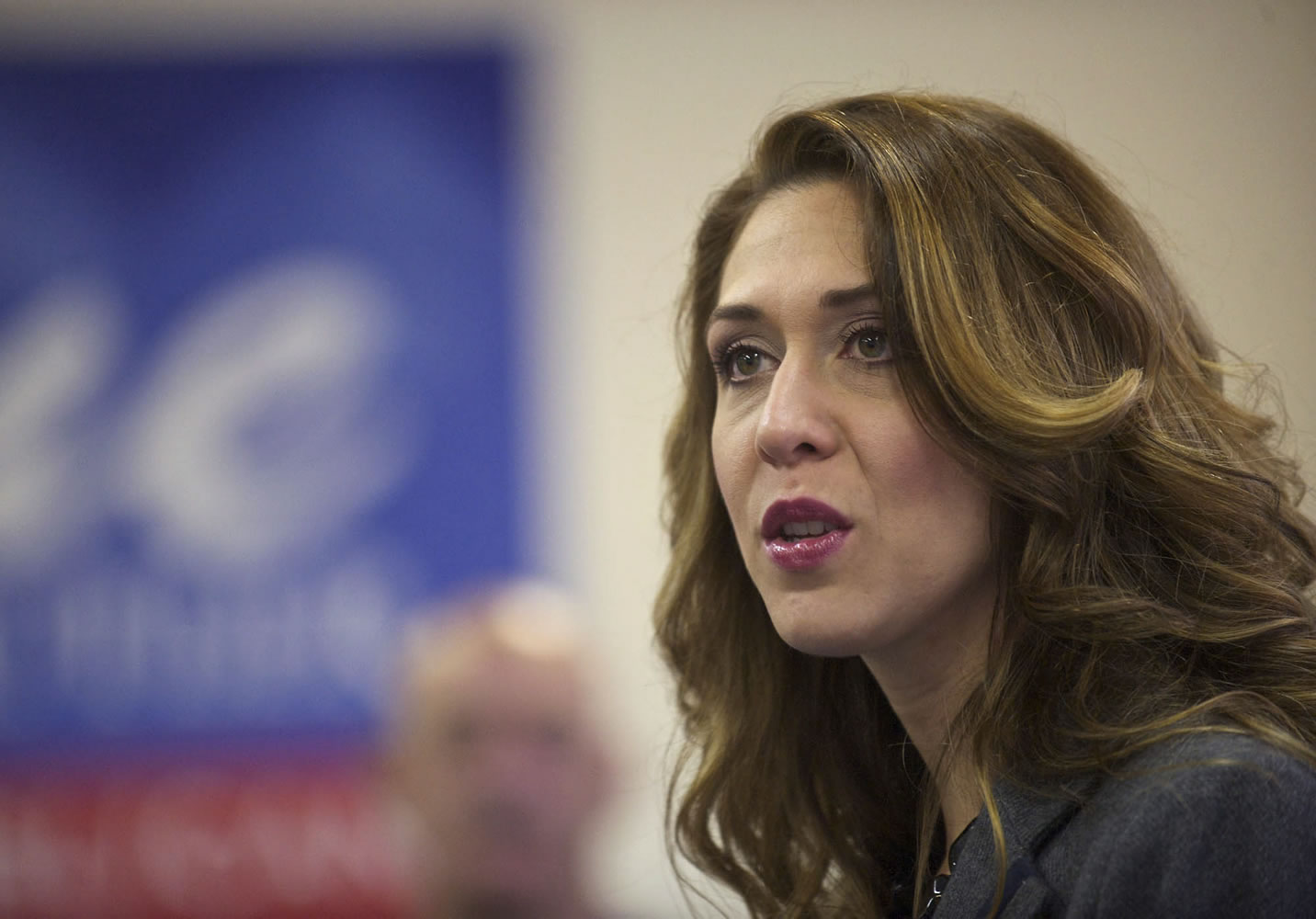 U.S. Rep. Jaime Herrera Beutler, R-Camas, speaks about the importance of get-out-the-vote efforts during a Friday morning rally at her Hazel Dell campaign headquarters.
