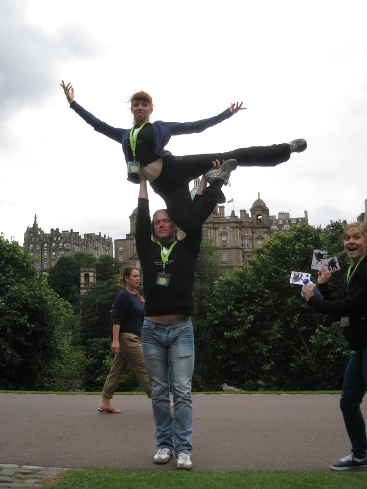 Shumway: Vancouver School of Arts and Academics graduate and professional dancer Eowyn Emerald Barrett hams it up in Edinburgh, Scotland, with Joshy Murry, a member of her troupe.