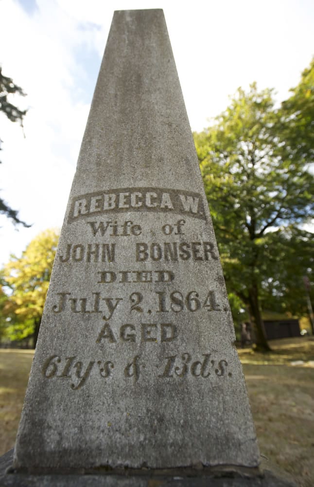 The grave marker for Rebecca Bonser at the Old City Cemetery was done in the obelisk style.