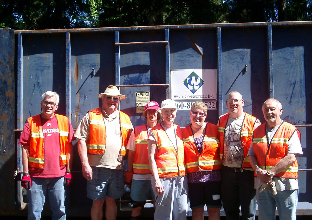 Airport Green: Bruce McClanahan, from left, Joe Blackman, Carol Bryan, Carol Kirsch, Judy Low, Ron Low and Tom Smith helped clean up on May 4.